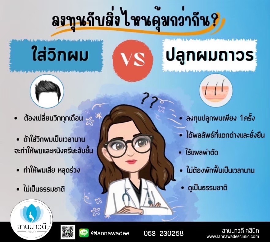 ใส่วิกผม VS ปลูกผมถาวร